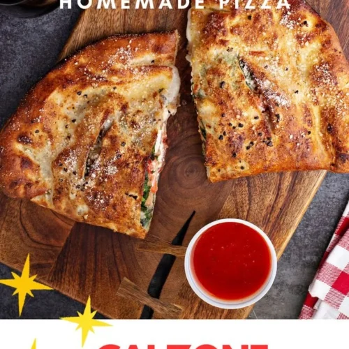 Homemade calzone pizza filled with cheese and toppings